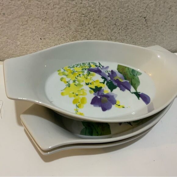 Lot 3 Dish Bake & Serve Casserole Savoir Vivre Ceramic "Meadow Splendor" G26 - Picture 6 of 8